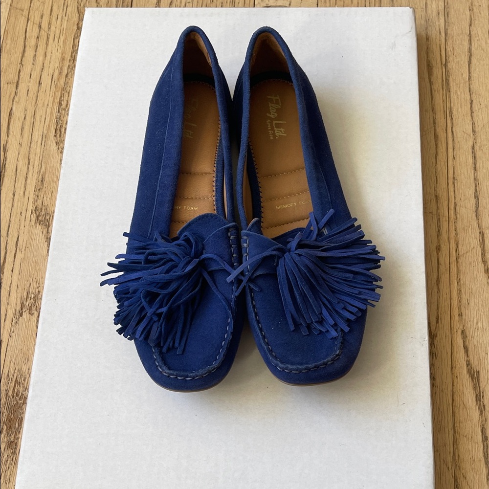 Tassel Suede Loafers in Navy — Comfortable Slip-On Flats
